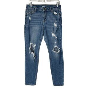 Old Navy Womens Jeans Rockstar Super Skinny MidRise Distressed Destroyed Size 10